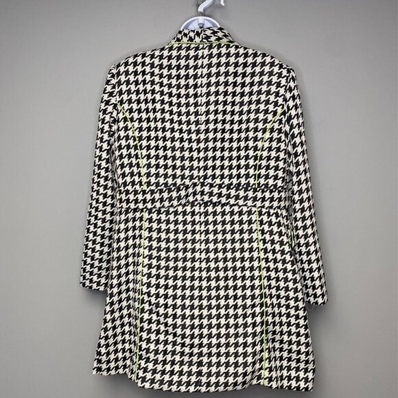 Vintage AS.HRO Houndstooth Neon Green Women's Retro Peacoat Jacket Size 16 - Picture 4 of 7